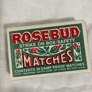 Vintage 1977 ROSEBUD Strike on Box Safety Matches Damp Proof